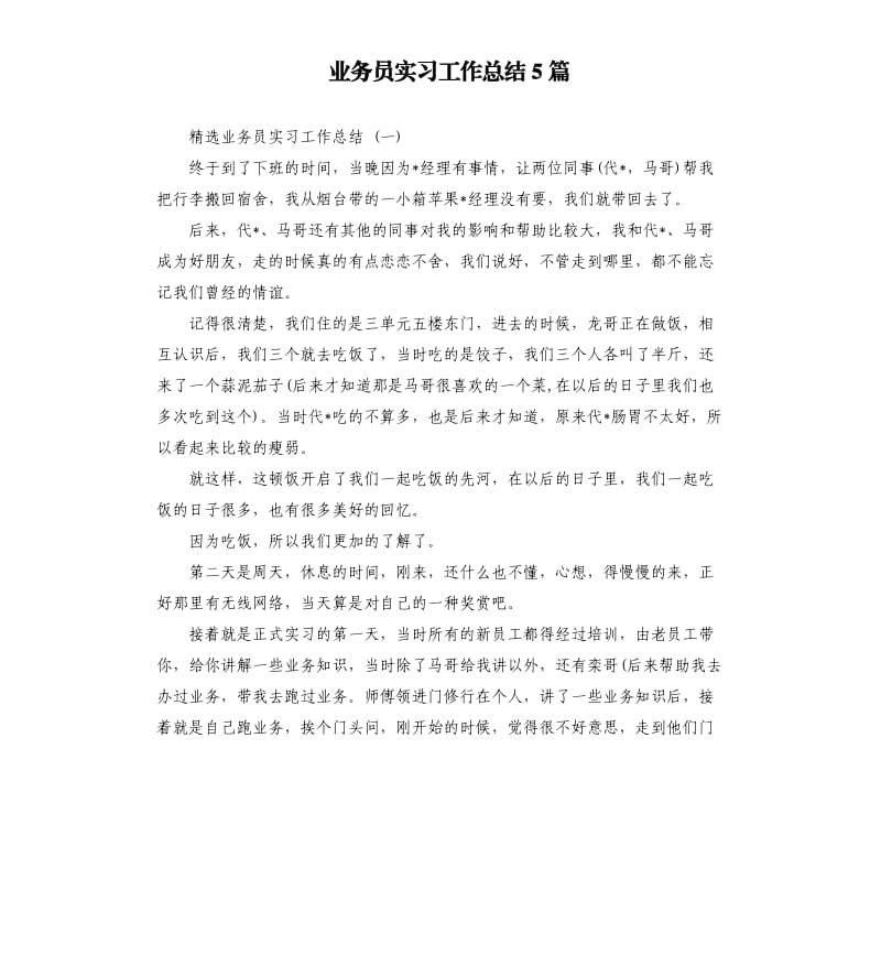 业务员实习工作总结5篇.docx_第1页