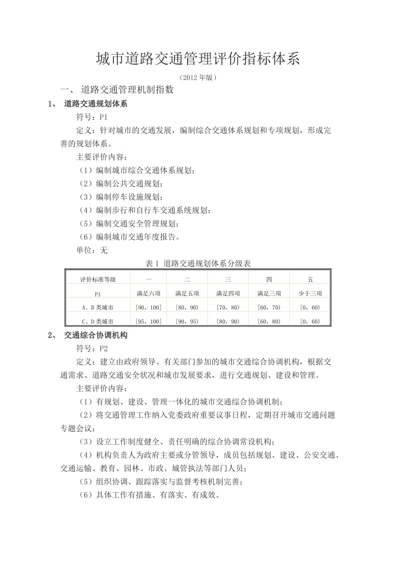 城市道路交通管理评价指标体系.doc_第1页