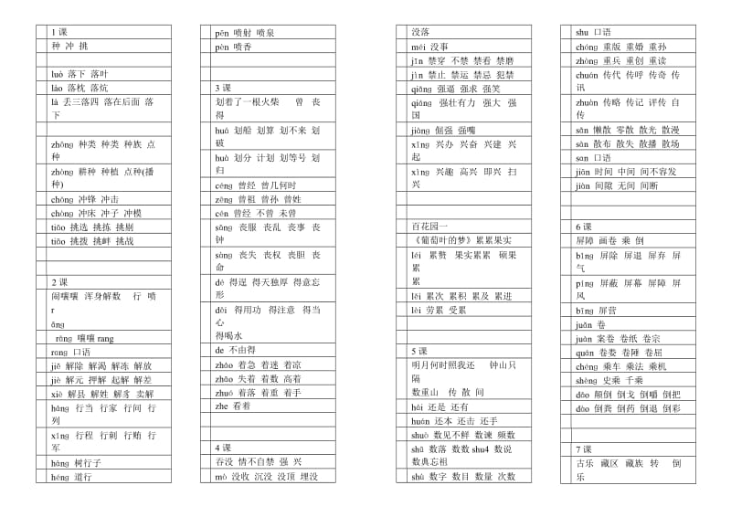 S版四年级下册多音字(教师版).doc_第1页