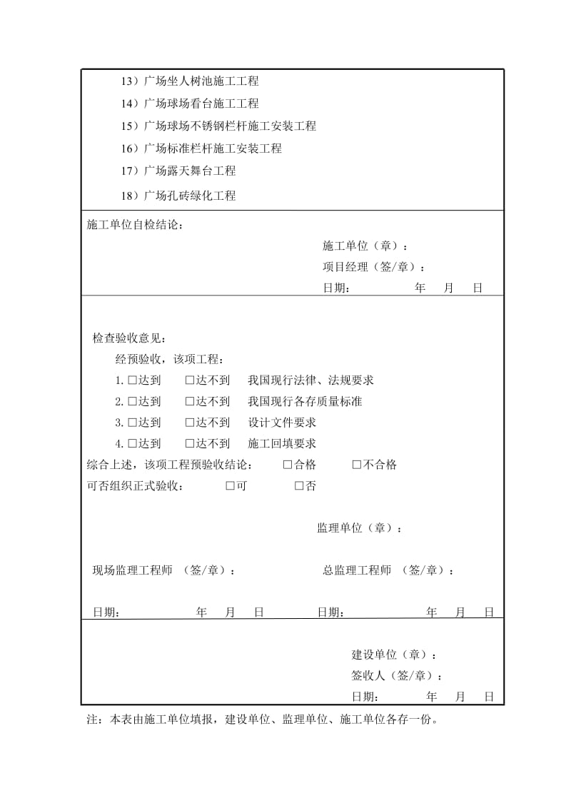 大方县城杜鹃广场环境景观工程预验表.doc_第2页