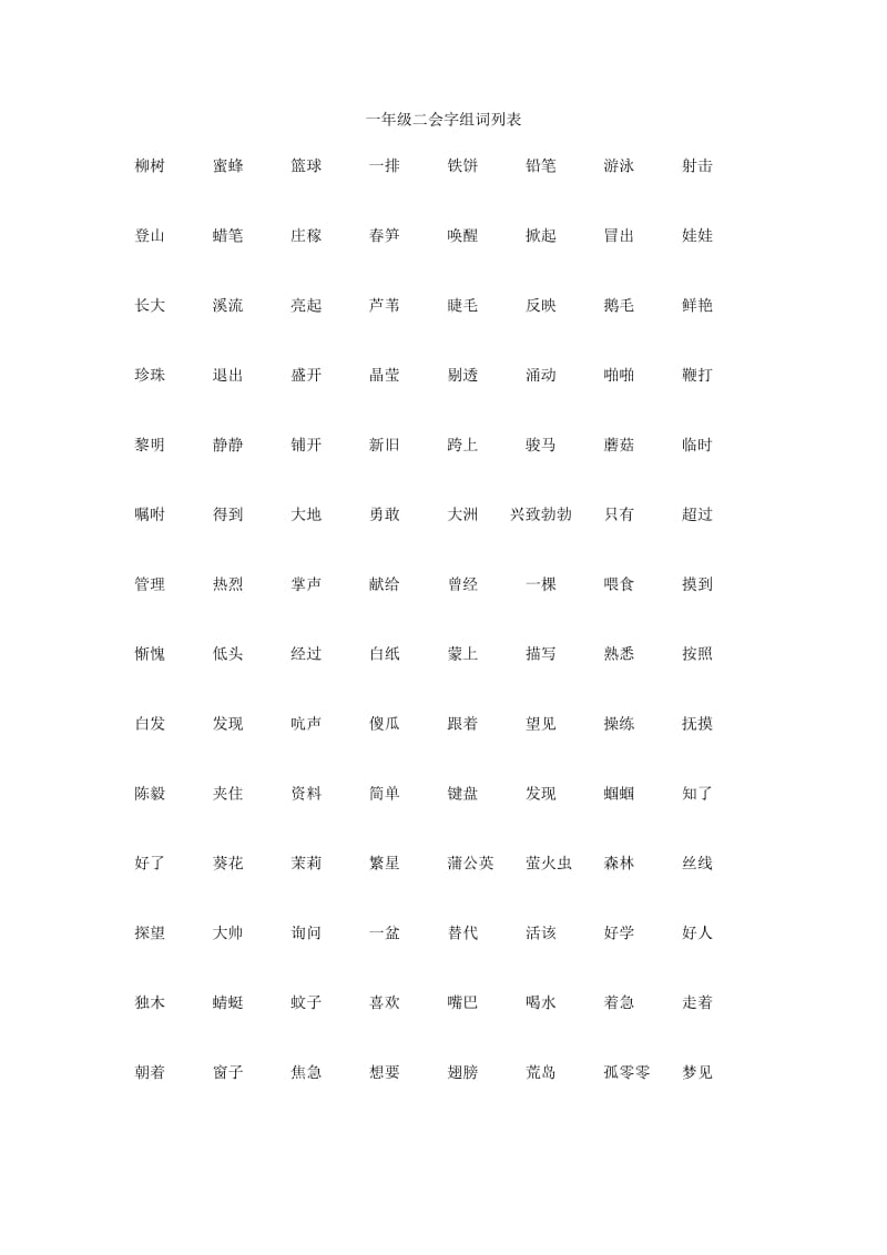 一年级语文下册所有二会字组词列表.doc_第1页