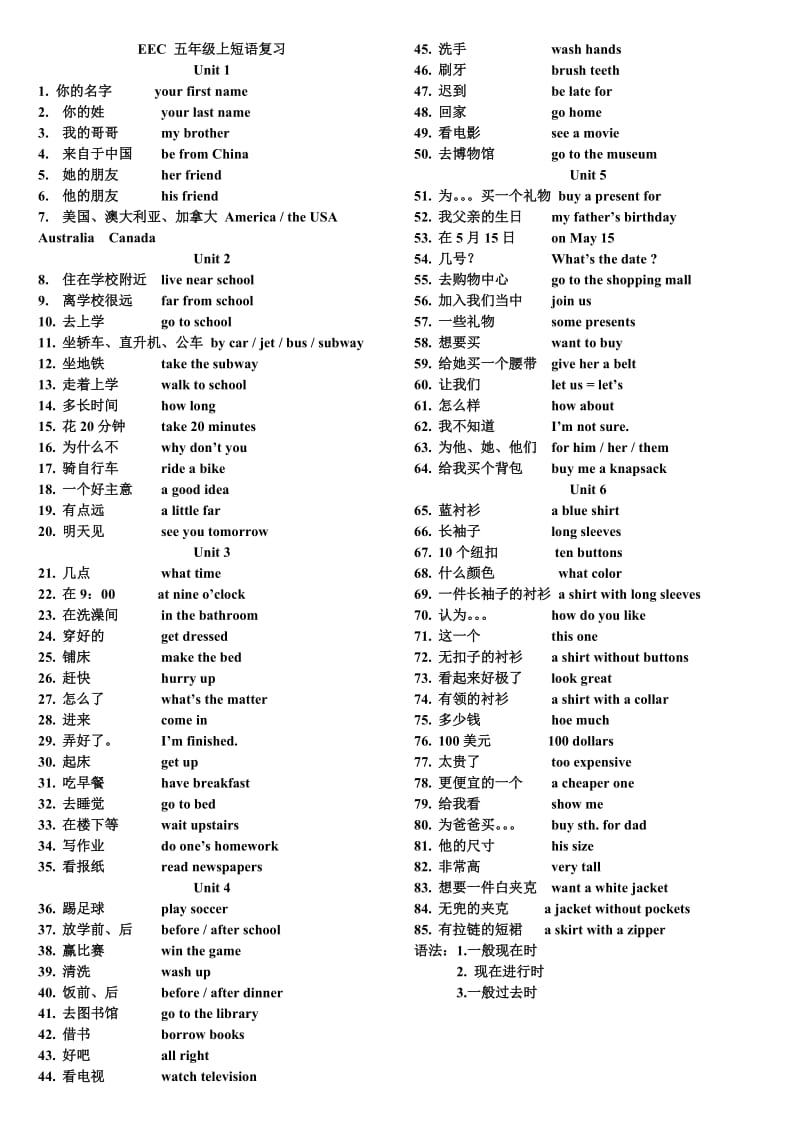 EEC五年级上短语复习.doc_第2页