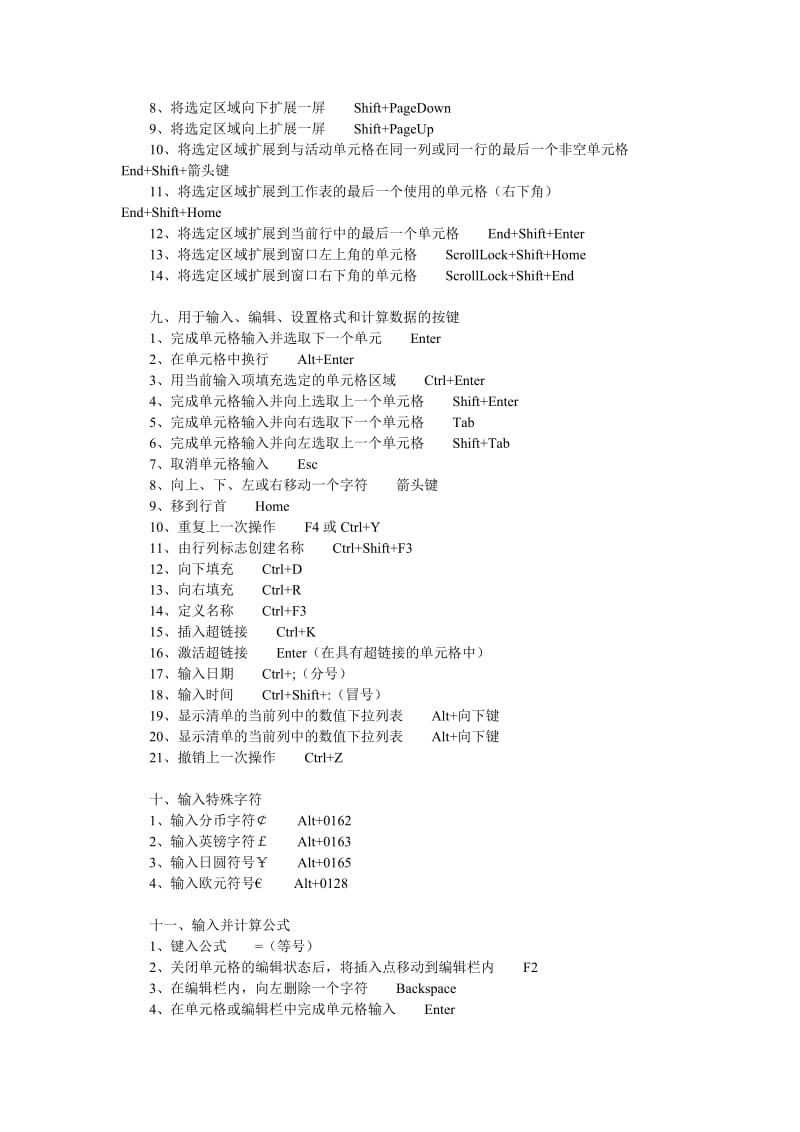 Excel表格中常用快捷键大全_第3页