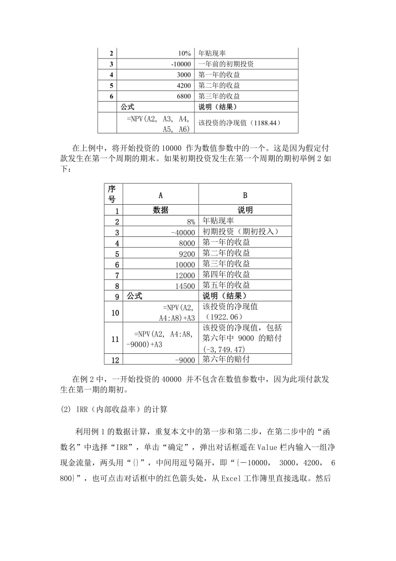 Excel_帮你轻松计算NPV(净现值)_和IRR(内部收益率)_第2页