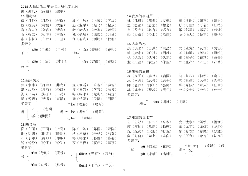 2018人教版语文二年级生字组词_第3页