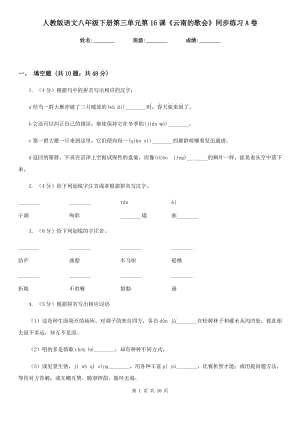 人教版語(yǔ)文八年級(jí)下冊(cè)第三單元第16課《云南的歌會(huì)》同步練習(xí)A卷