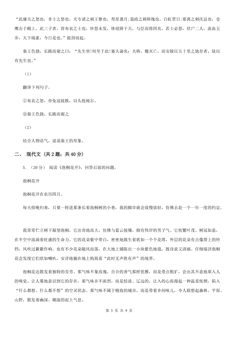 天津市中考语文一模试卷C卷_第3页
