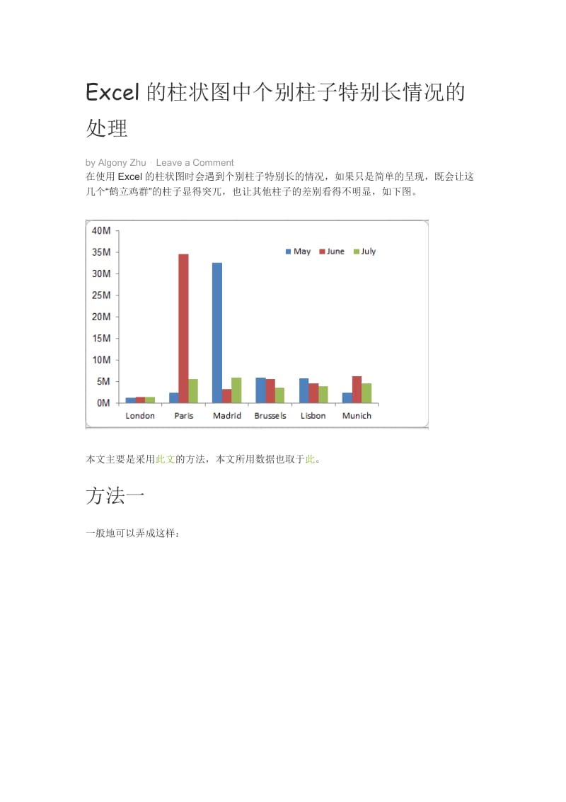 Excel的柱状图中个别柱子特别长情况的处理_第1页