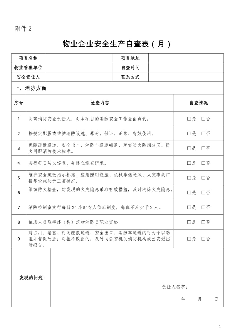 5-1物业企业安全生产自查表_第1页