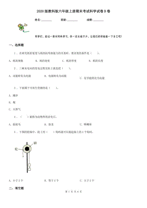 2020版 教科版六年級(jí)上冊(cè)期末考試科學(xué)試卷B卷