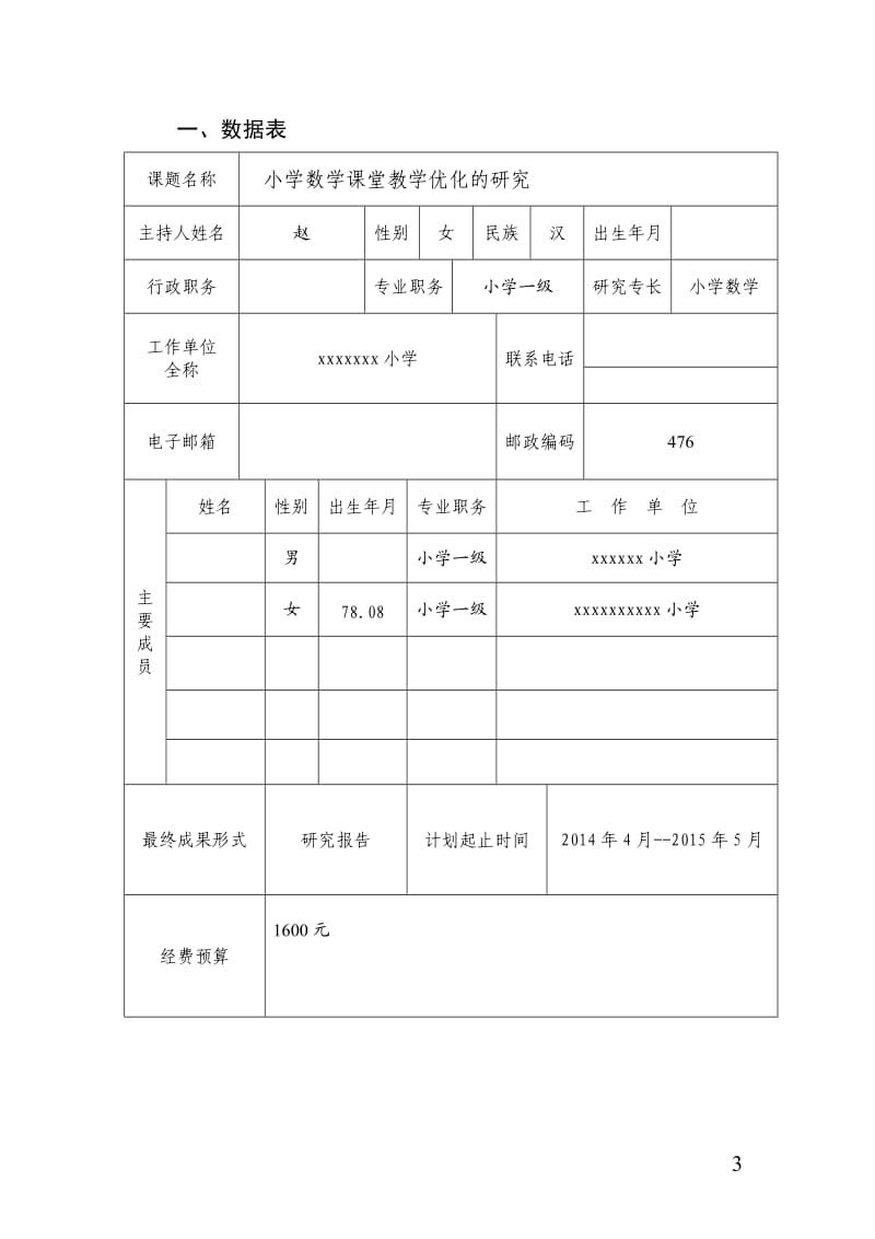 小学数学课堂教学优化的研究课题立项申报书新_第3页