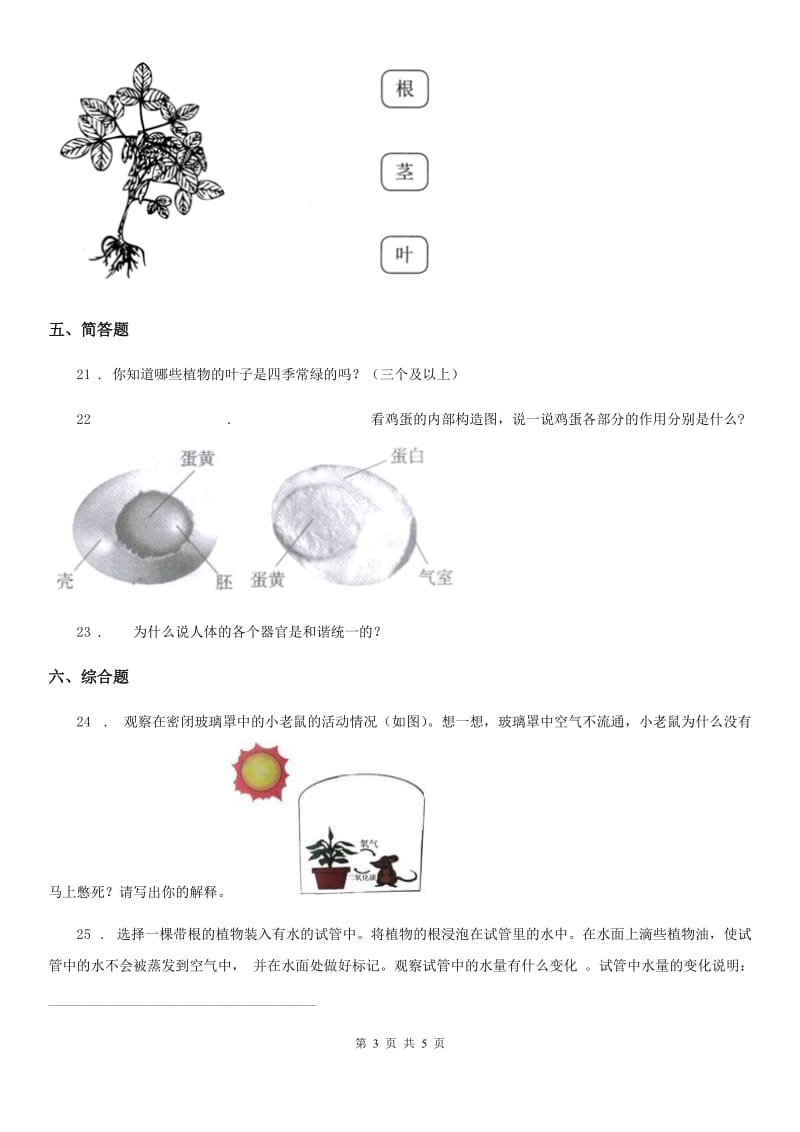 2019版教科版三年级下册期中学情检测科学试卷A卷_第3页