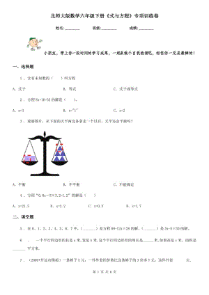 北師大版 數(shù)學(xué)六年級下冊《式與方程》專項訓(xùn)練卷