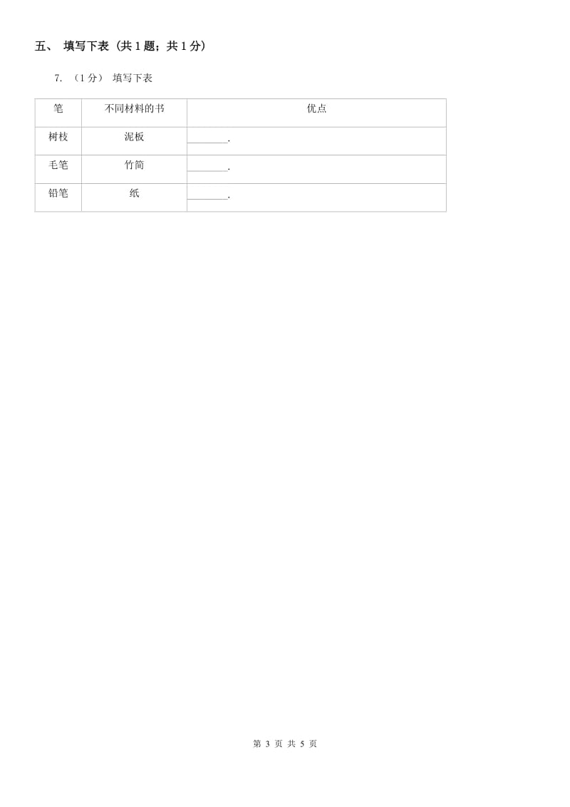 教科版小学科学二年级上册 第二单元第3课《书的历史》A卷_第3页