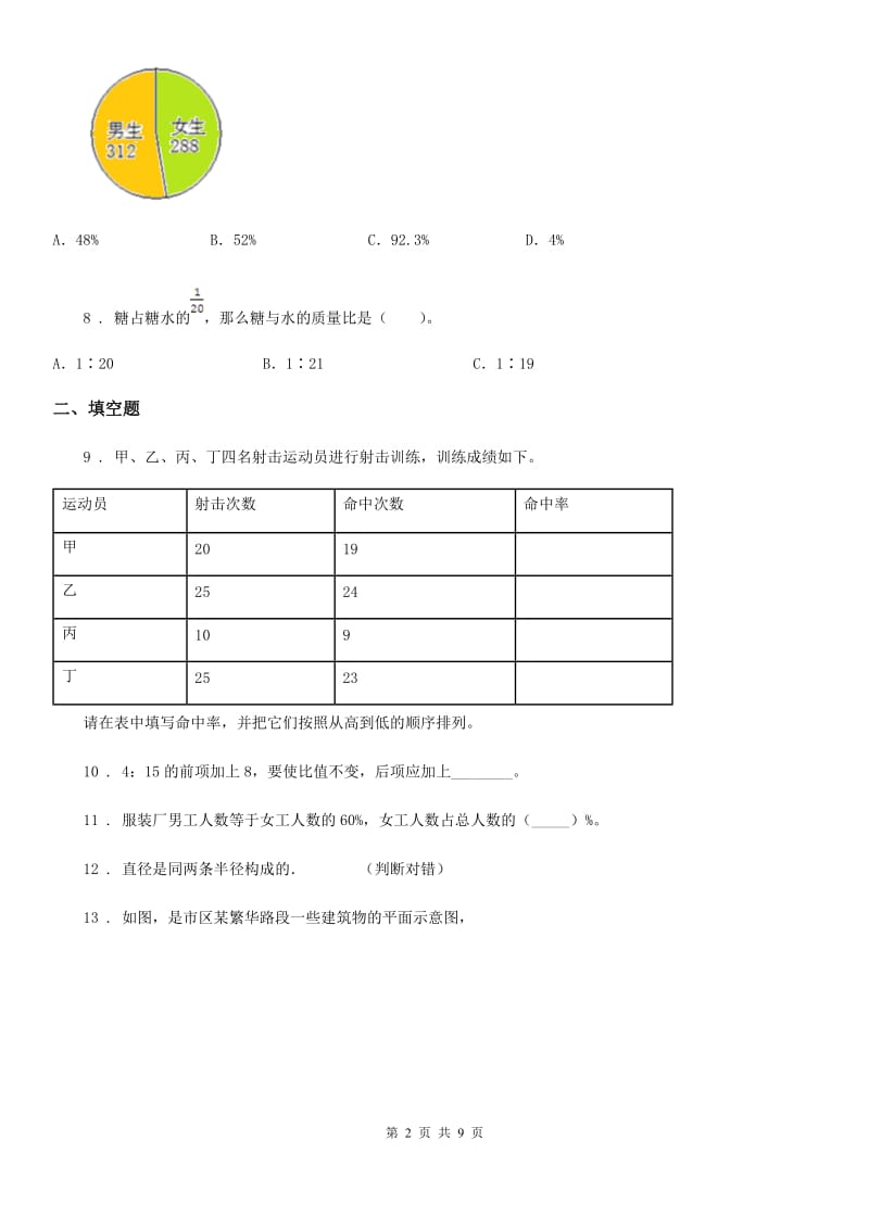 2019版人教版六年级上册期末目标检测数学试卷（一）A卷_第2页