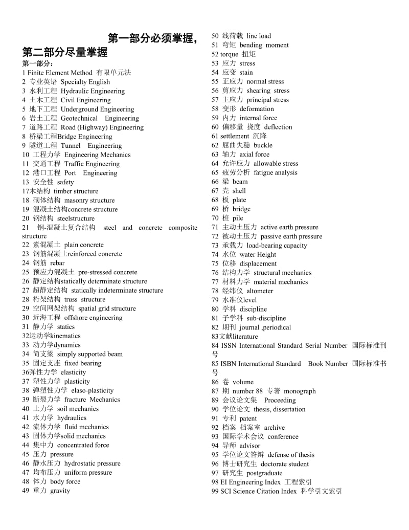 土木工程专业英语词汇(整理版)_第1页