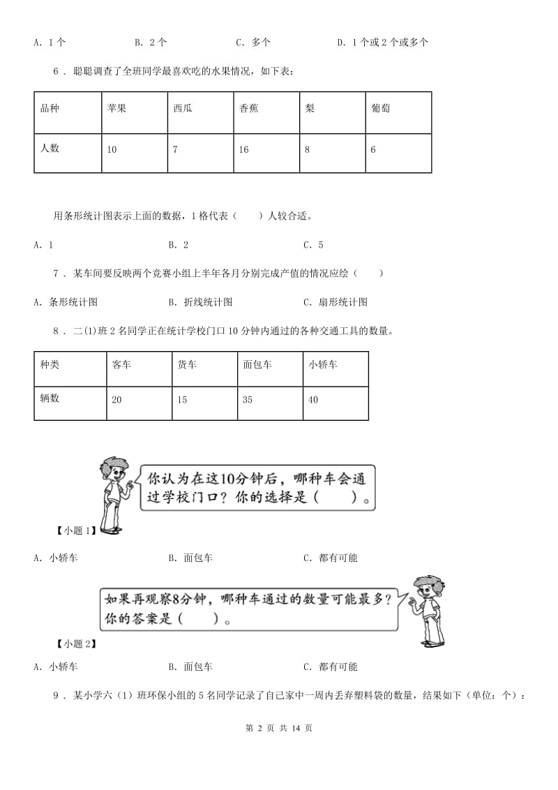 苏教版四年级上册期末数学复习《统计表和条形统计图》专题讲义（知识归纳+典例讲解+同步测试）（含解析）_第2页