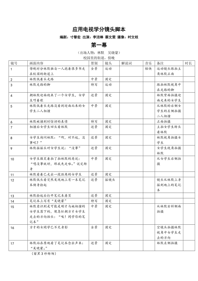 微电影《朋友》分镜头脚本_第1页