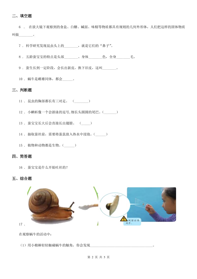 粤教版科学二年级下册1.2 校园里的蚂蚁练习卷_第2页