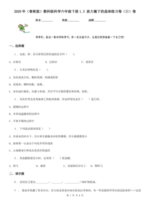 2020年（春秋版 ）教科版 科學六年級下冊1.3 放大鏡下的晶體練習卷（II）卷