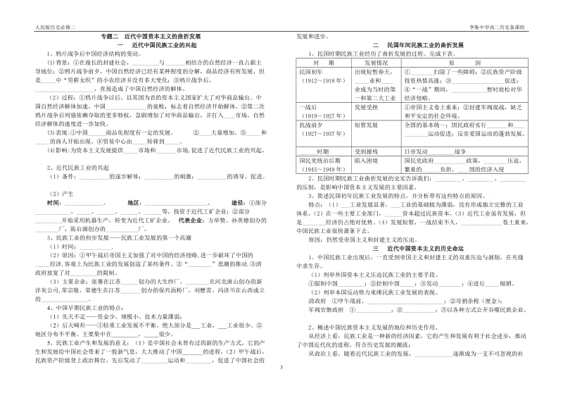 人民版高中历史必修二知识点填空_第3页