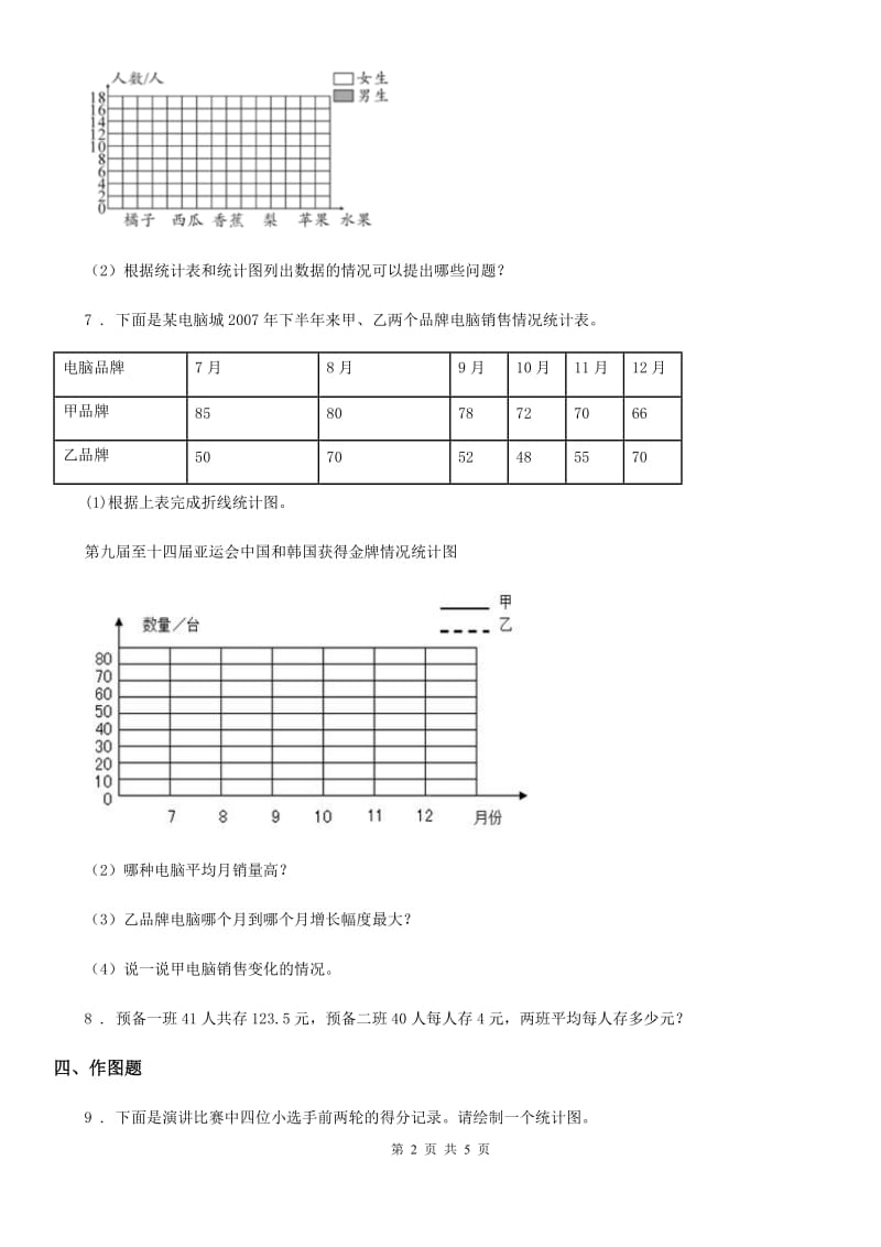 北师大版数学五年级下册第八单元《数据的表示和分析》阶段测评卷_第2页