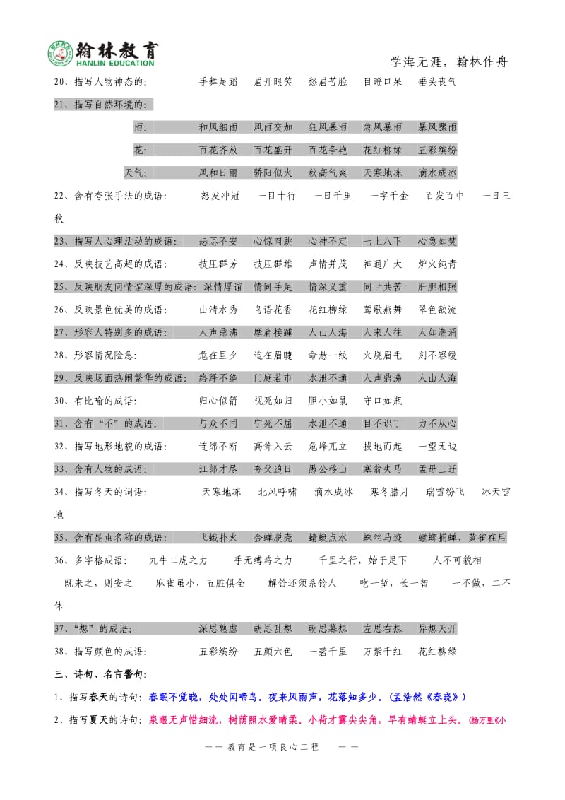 小学六年级语文升学考试总复习一_第2页