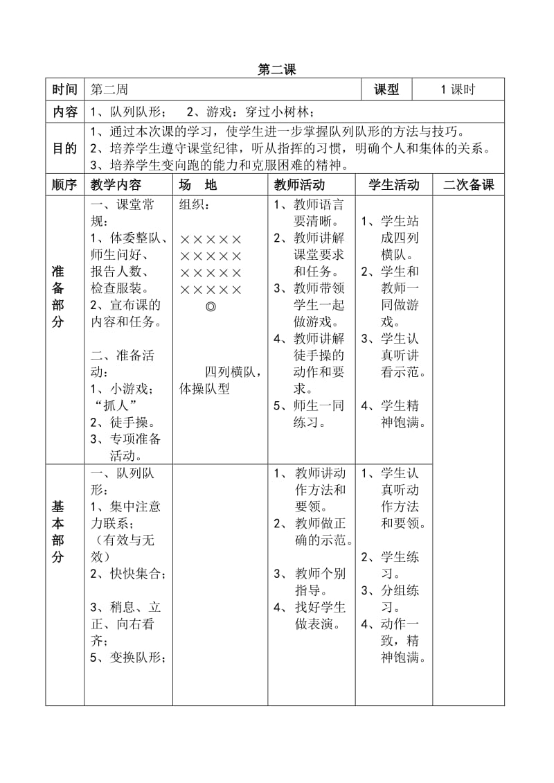 小学四年级上册体育教案表格式_第3页