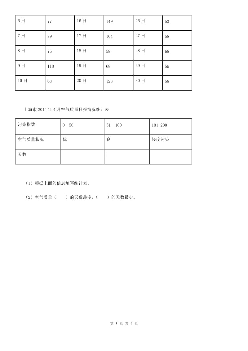 苏教版数学三年级下册第九单元《数据的收集和整理(二)》单元测试卷_第3页