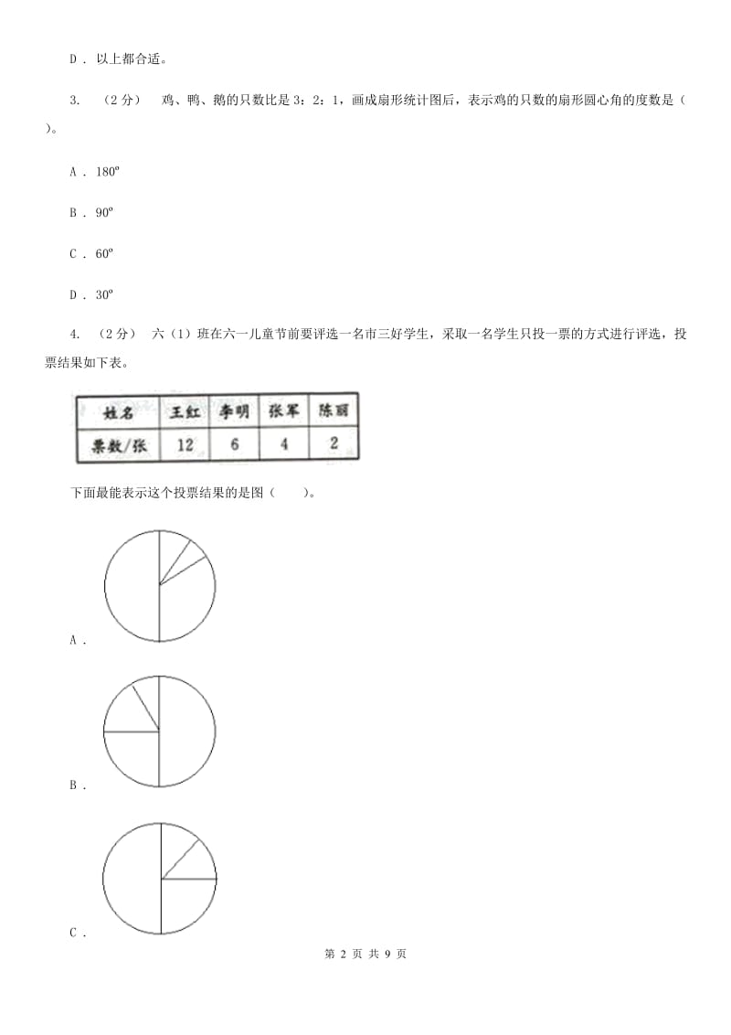 人教版六年级数学上册专项复习七：扇形统计图的认识_第2页