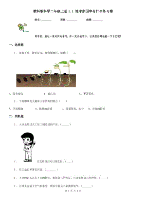 教科版 科學(xué)二年級(jí)上冊(cè)1.1 地球家園中有什么練習(xí)卷