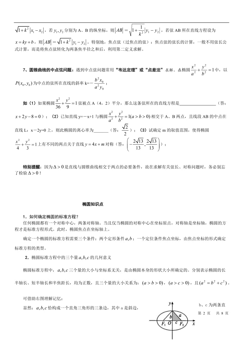 人教版高中数学椭圆专题复习资料_第2页