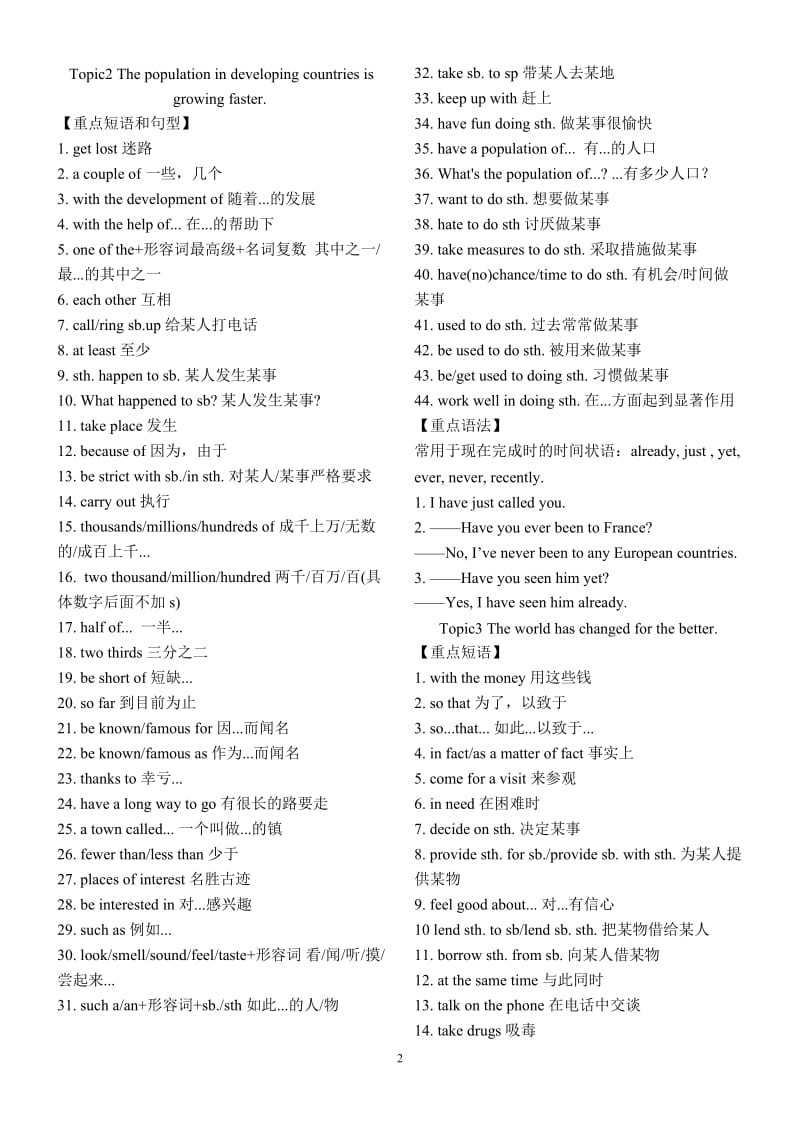 仁爱版英语九年级上学期知识点汇总_第2页