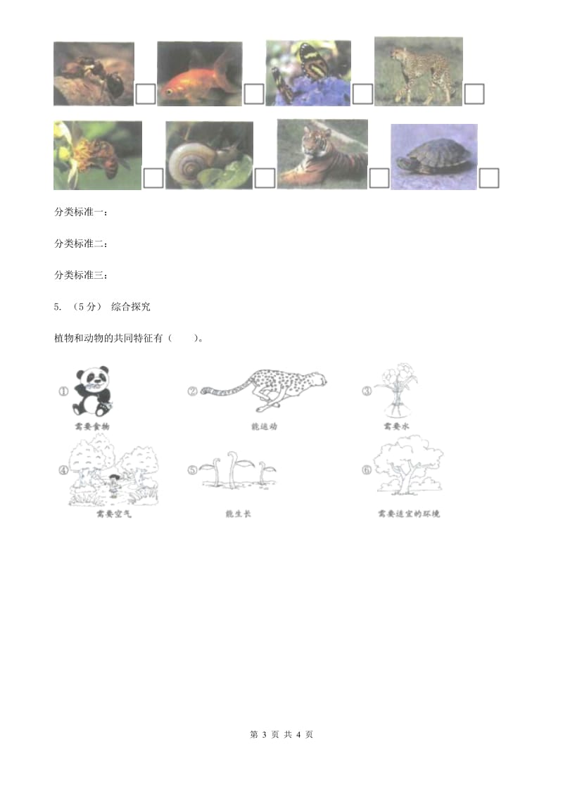 教科版小学科学一年级下学期 第二单元动物6.给动物分类_第3页