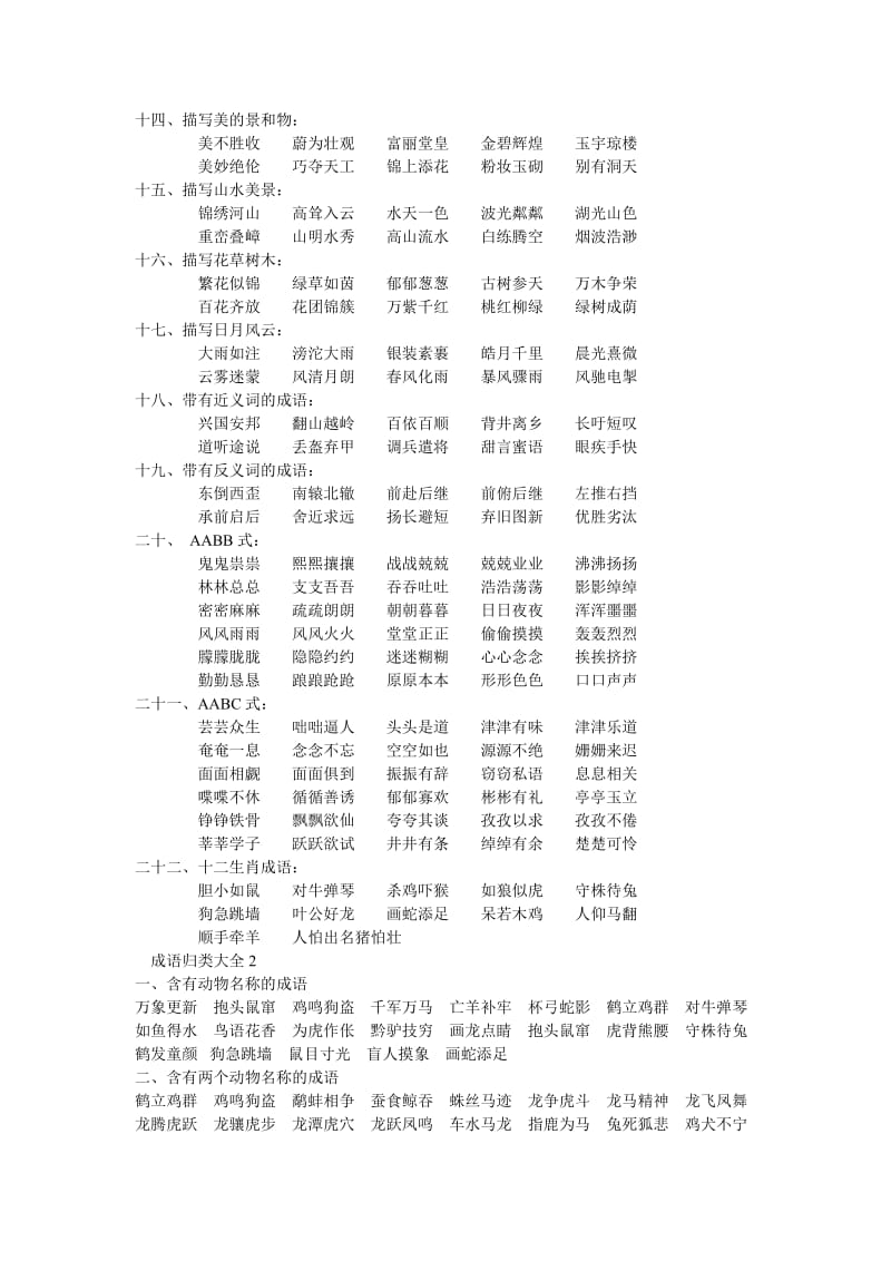 小学生实用成语归类大全_第2页