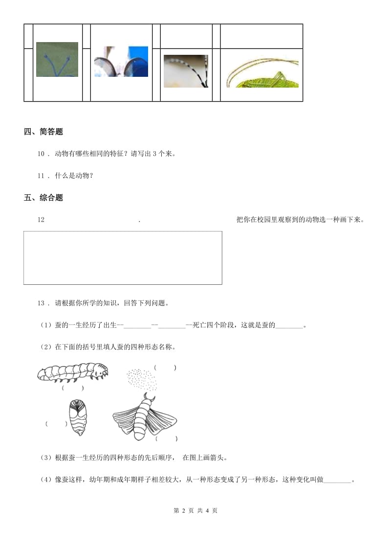 2019版教科版科学一年级下册第二单元测试卷(A卷)（I）卷_第2页