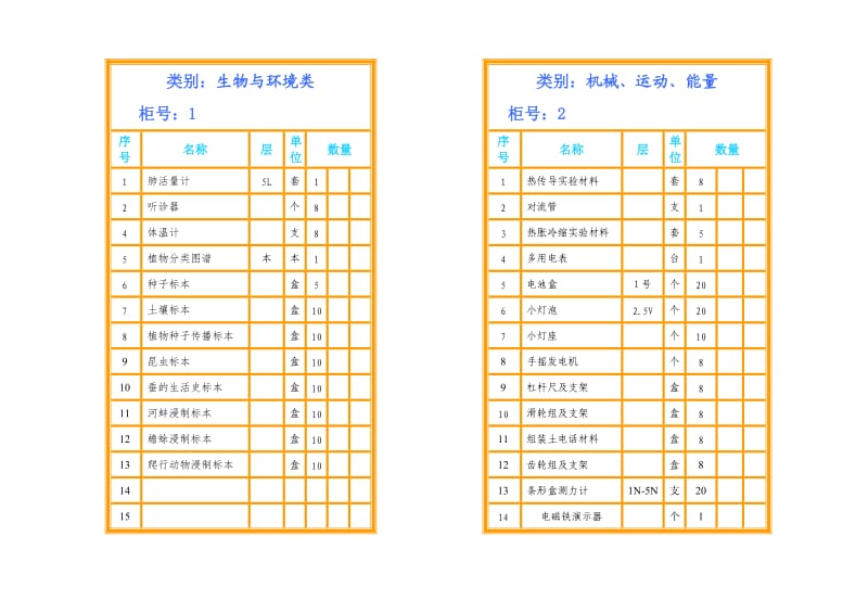 小学科学仪器室柜面标签_第1页