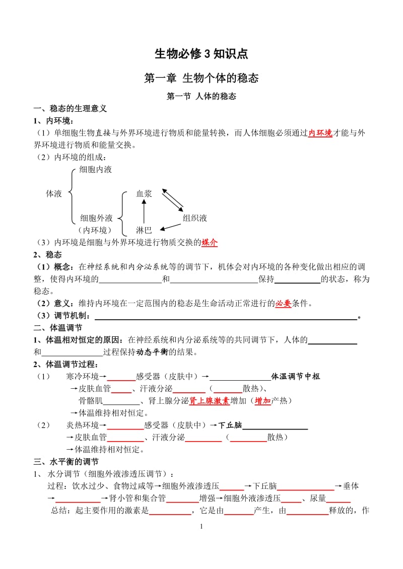 生物必修3知识点填空版_第1页