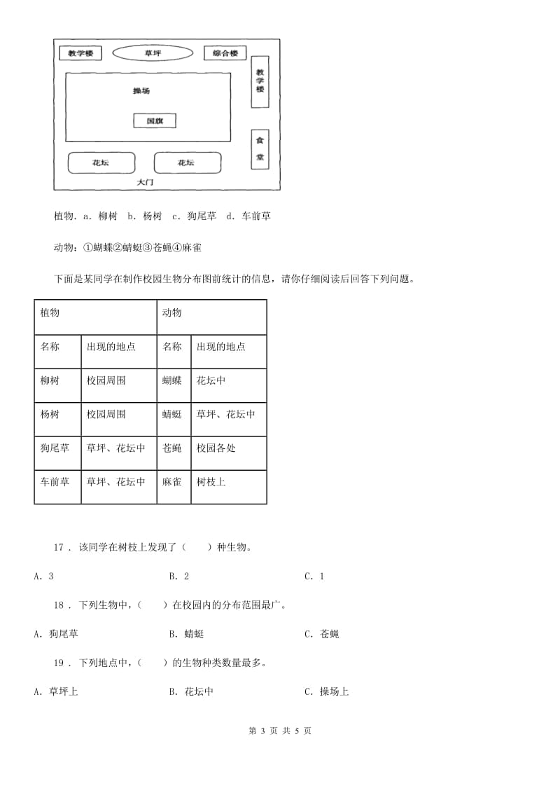 教科版（教学）科学六年级上册第2课时 校园生物分布图_第3页