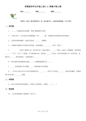 蘇教版 科學(xué)五年級(jí)上冊(cè)2.2 照鏡子練習(xí)卷