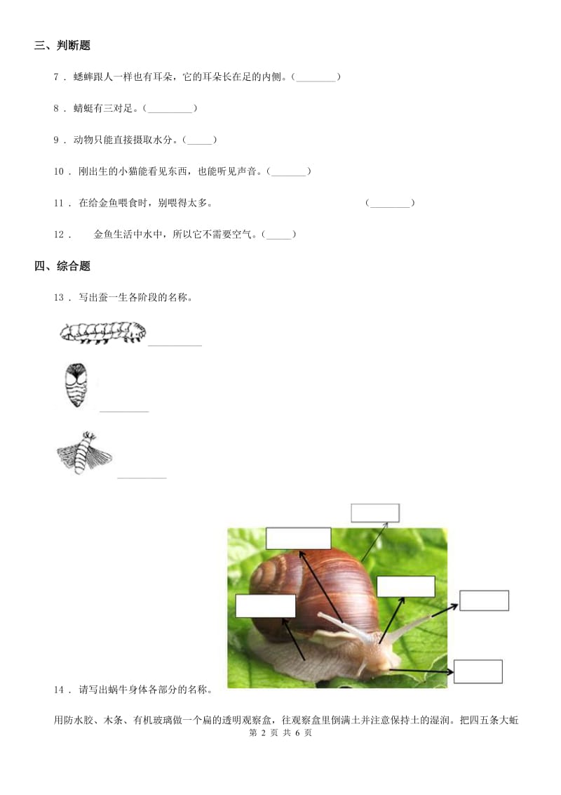 2019版教科版小学科学三年级下册2.4 蚕变了新模样练习卷D卷_第2页