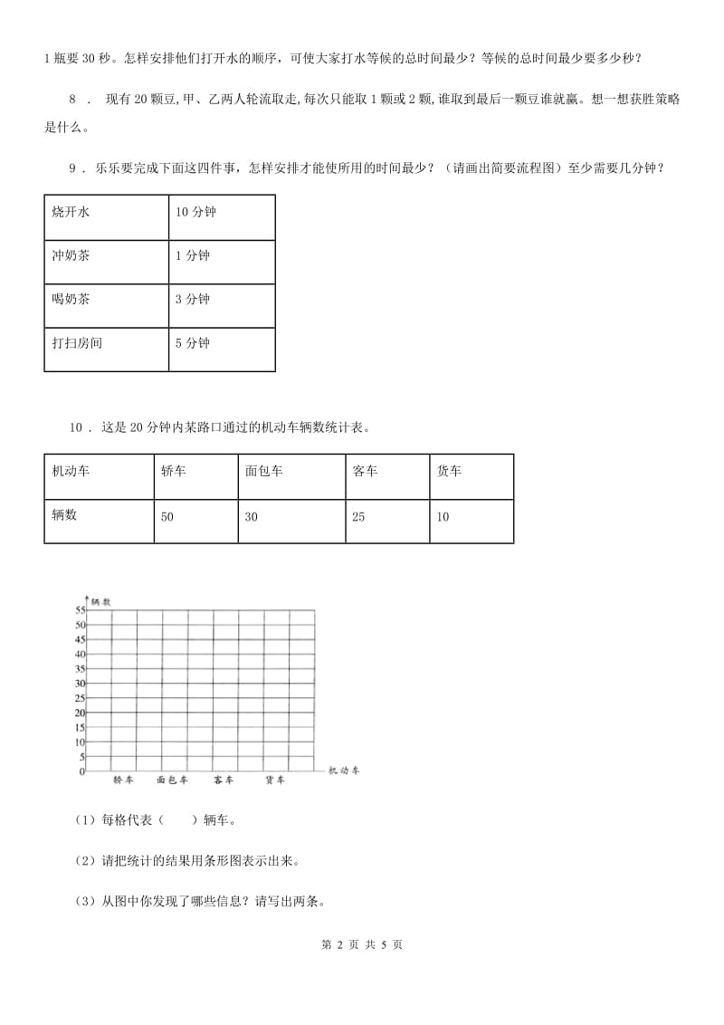 人教版-数学四年级上册总复习《统计与数学广角》专项练习卷_第2页