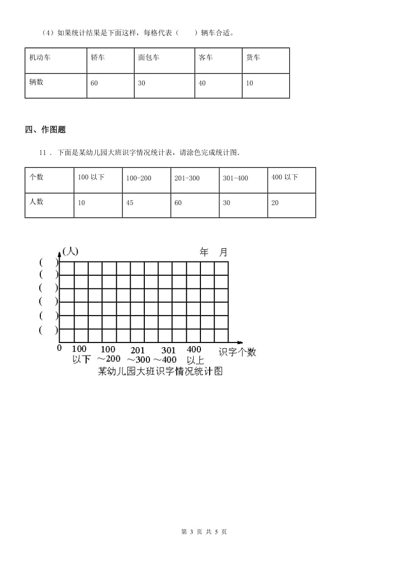 人教版-数学四年级上册总复习《统计与数学广角》专项练习卷_第3页