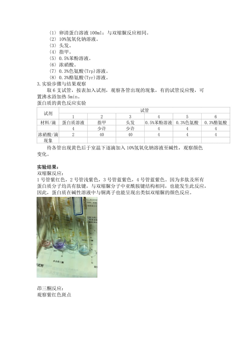 生物化学实验一-蛋白质和氨基酸的呈色反应_第3页