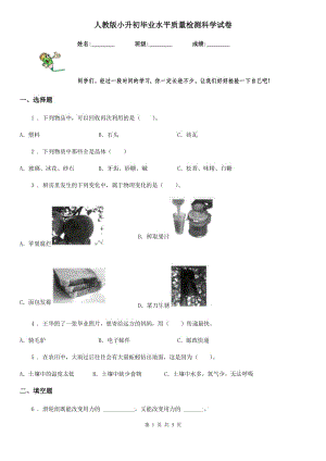 人教版小升初畢業(yè)水平質(zhì)量檢測科學(xué)試卷