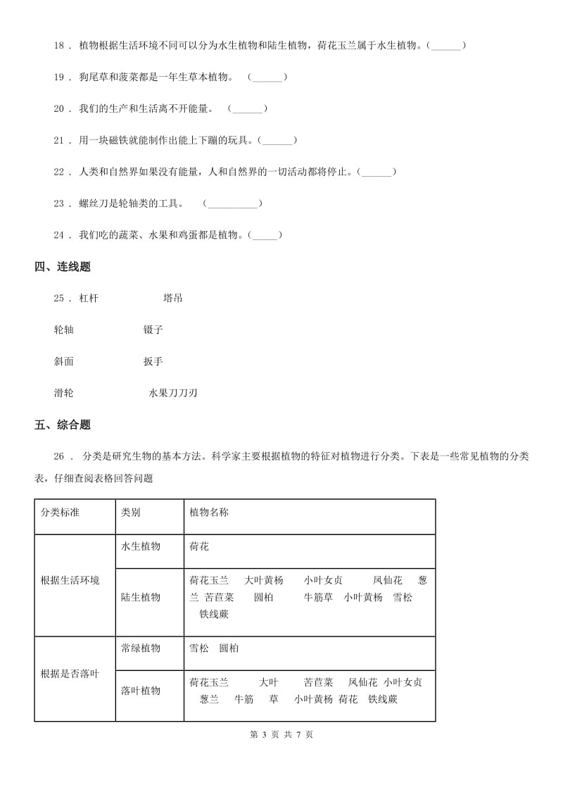 2019版教科版科学六年级上册滚动测试（十二）（I）卷_第3页