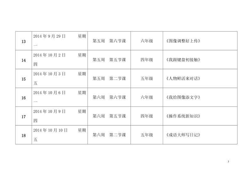 小学计算机上机记录表_第3页