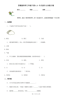 蘇教版 科學(xué)三年級下冊4.4 今天刮什么風(fēng)練習(xí)卷