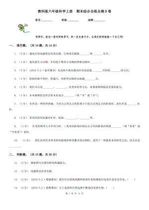 教科版六年級科學(xué)上冊期末綜合全練全測B卷