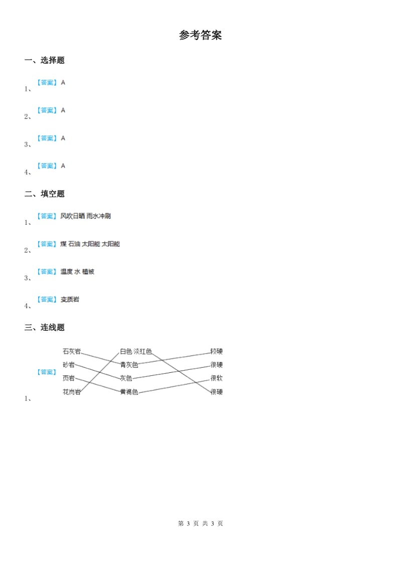 2019版人教版三年级科学下册1.1 寻找岩石练习卷C卷_第3页